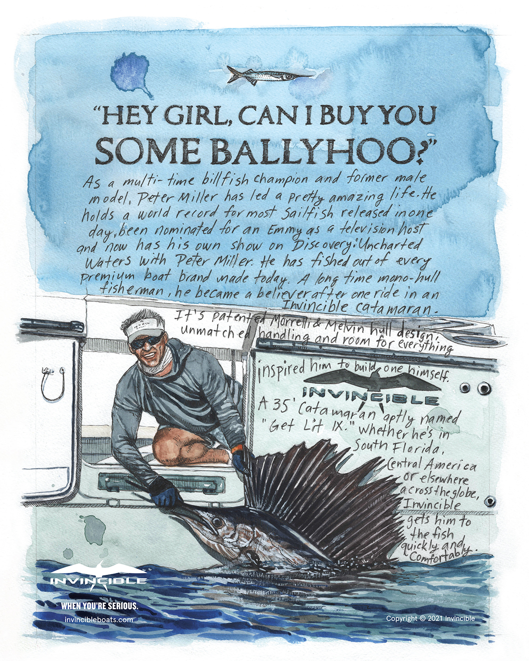 Invincible Boats Illustration Print Ad