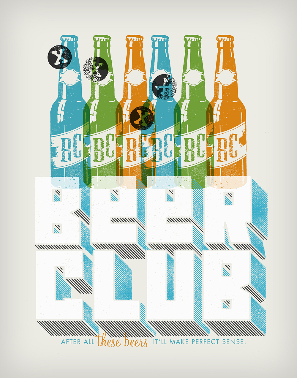 Beer Bottles on Mellow Mushroom Poster
