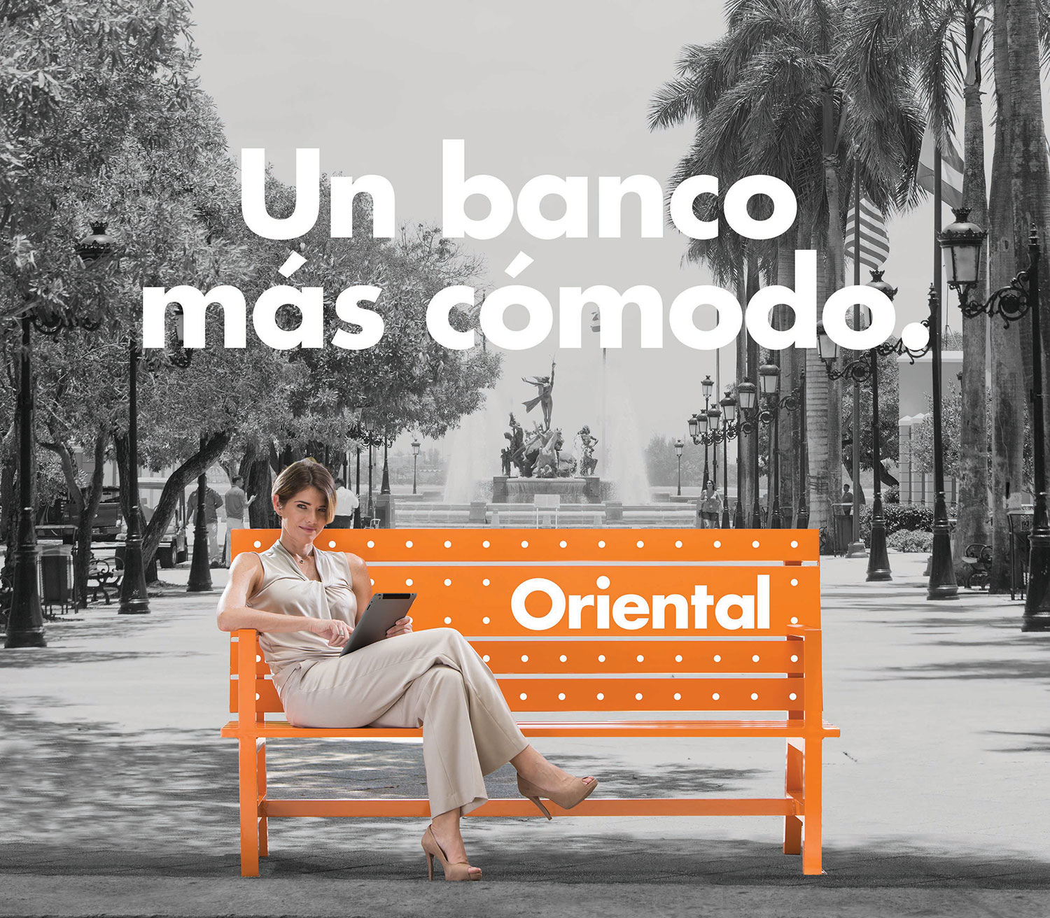 Oriental Bank Woman on Bench
