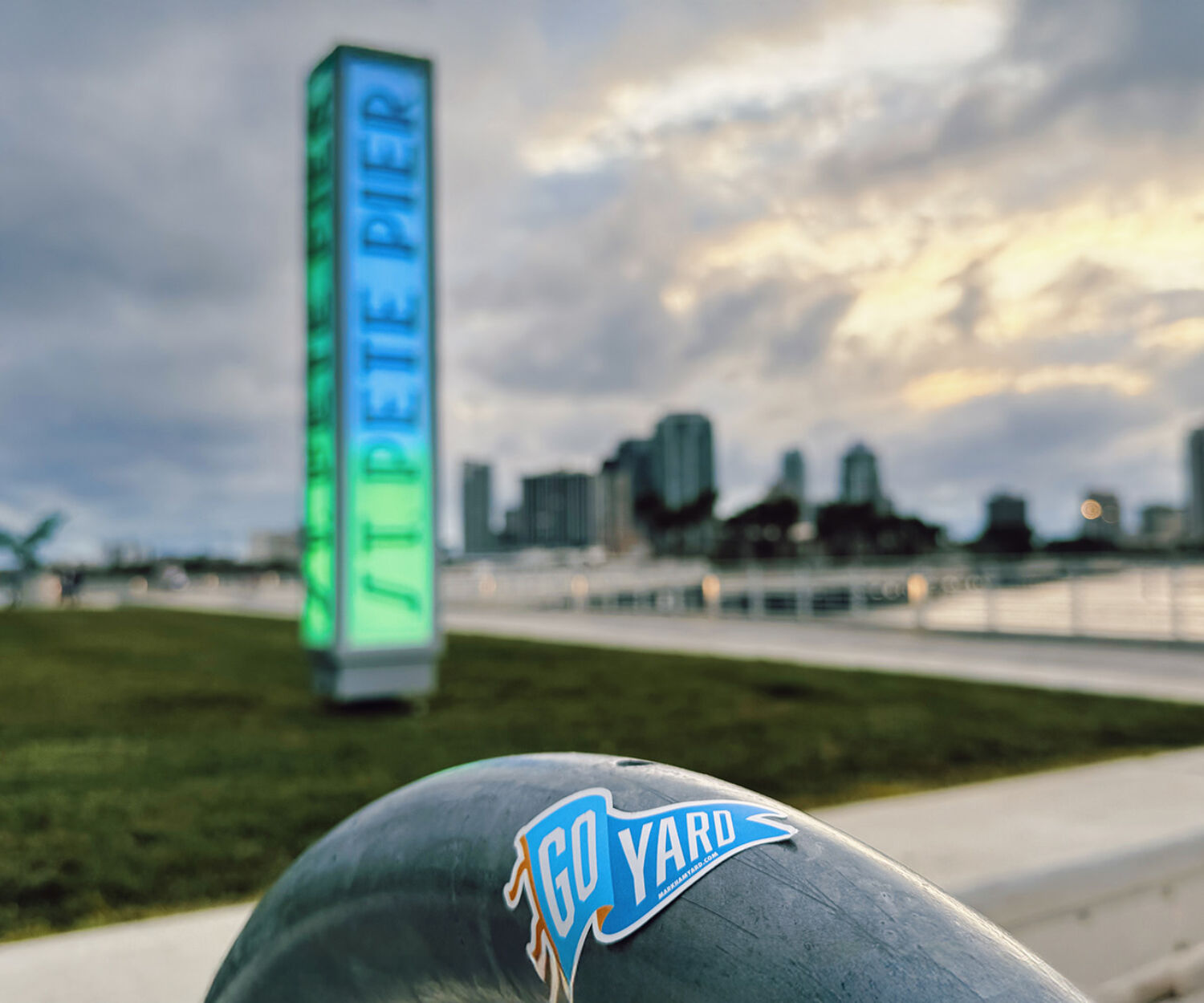 Yard goes west to st. pete sticker and sign